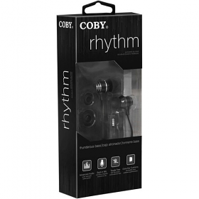 Coby CVE-125 Tangle-Free Flat Cable Metal Stereo Earbuds